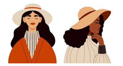 Illustration of two people in hats